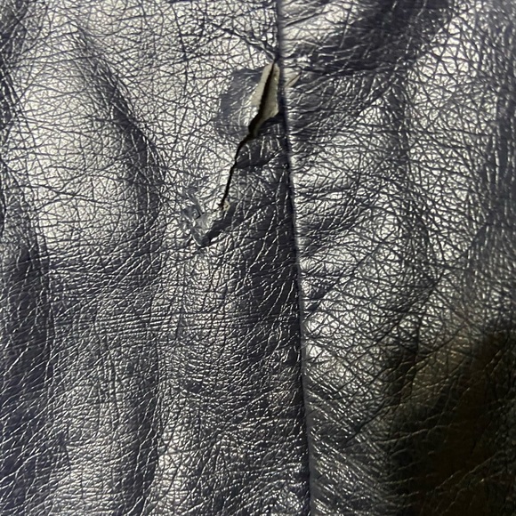 Navy blue leather Jacket - Picture 3 of 6